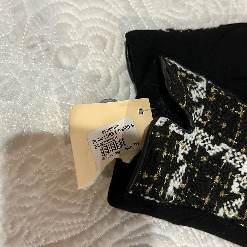 Plaid‎ Lurex tweed gloves, NWT